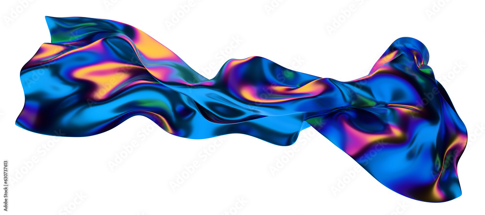 Abstract iridescent shape, 3d render