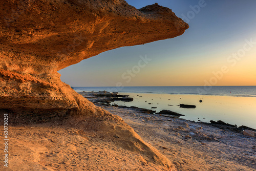 Beautiful coastline of the Red Sea in Marsa Alam at sunrise, Egypt photo