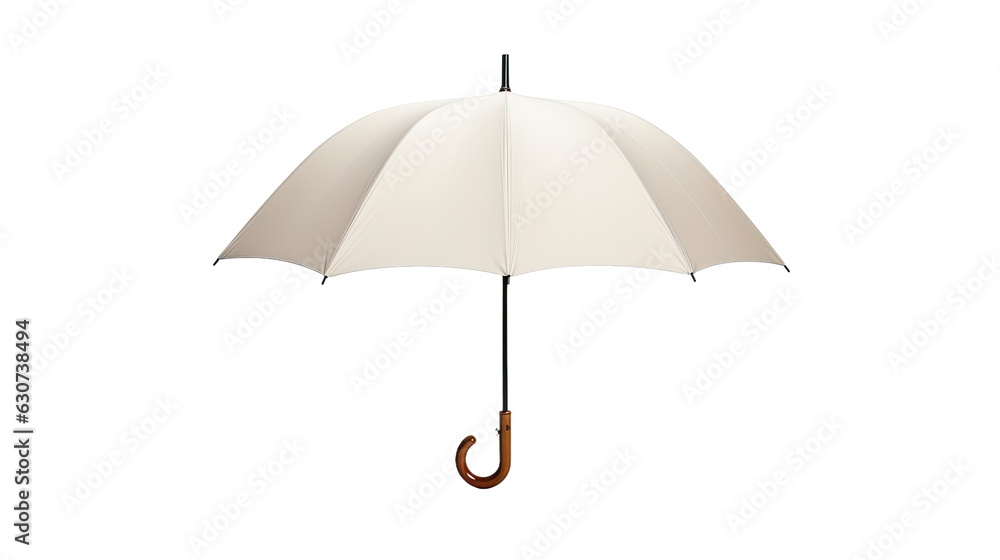 A white background showcases a solitary umbrella. A convenient parasol shields against the elements, be it sunlight or rainfall. The object is distinguishable with clipping paths.