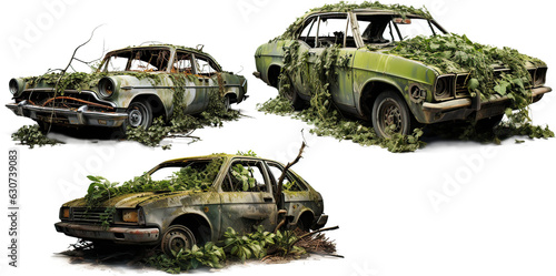 burned out abandoned modern car isolated 