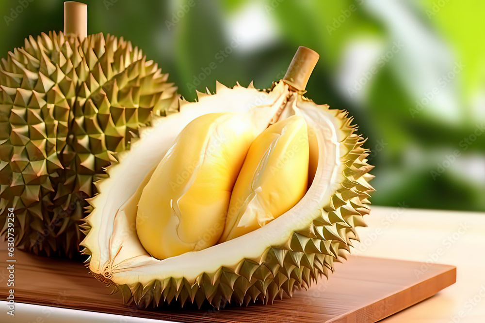 Obraz premium Fresh durian. AI technology generated image