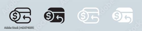 Cashback icon set in black and white. Refund signs vector illustration.