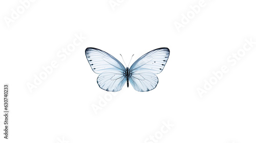 A stunning white butterfly captured alone on a plain white backdrop.