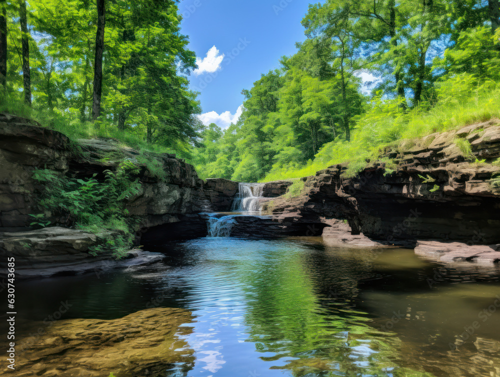 an outdoor swimming hole in summer