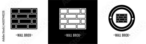 Wall brick logo set. Collection of black and white logos. Stock vector.