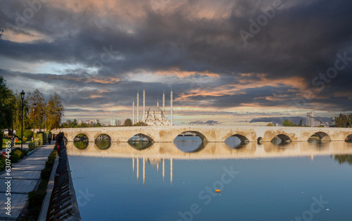 Taskopru Bridge over Seyhan River in Adana City of Turkey photo