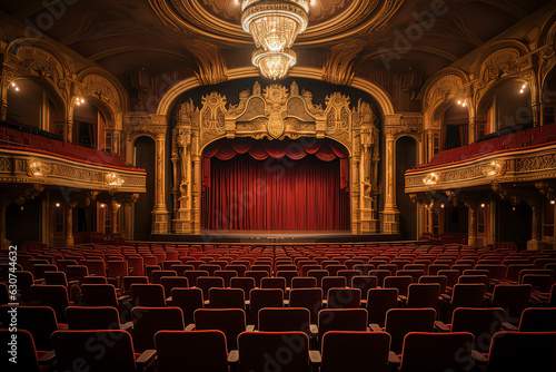 A luxurious opera house in classical style. AI technology generated image photo