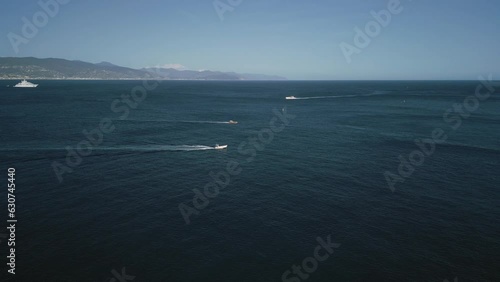 Wallpaper Mural drone video of the coastline in italy, in the frame the blue sea, ships, yachts, rocks, summer holidays Torontodigital.ca