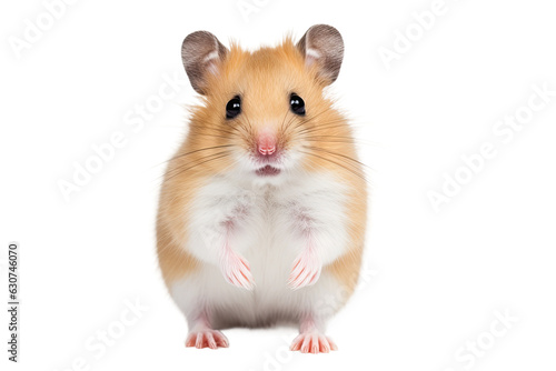 Adorable Roborovski hamster standing in a sideways position. Separated on a white backdrop.