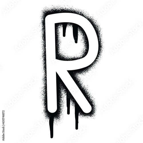 Alphabet letter R stencil graffiti with black spray paint
