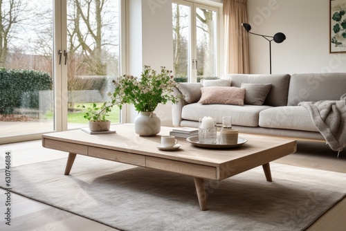 Cozy Modern Living Room with Natural Light and Grey Sofa