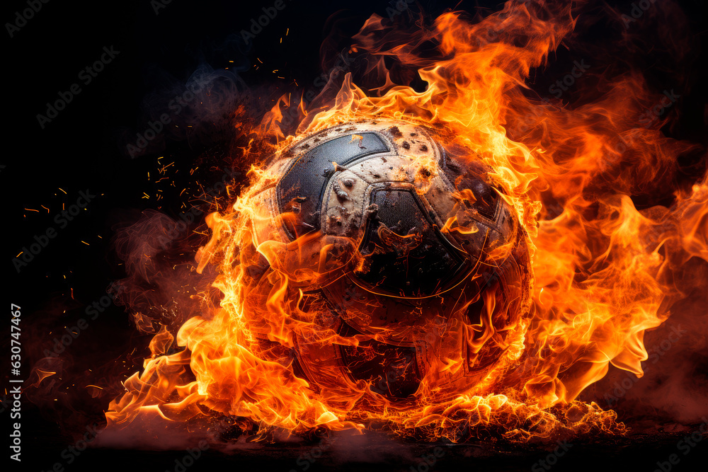 Soccer ball wrapped in flames and smoke Soccer ball wrapped in flames and smoke