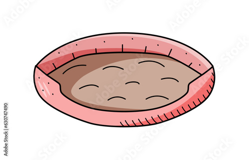 Soft litter for domestic dogs and cats. Vector icon doodle illustration of a bed for pets. Accessory pet store.