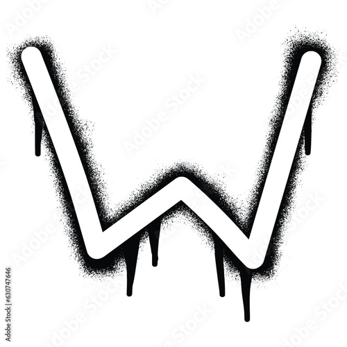 Alphabet letter W stencil graffiti with black spray paint