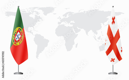Portugal and Georgia flags for official meeting