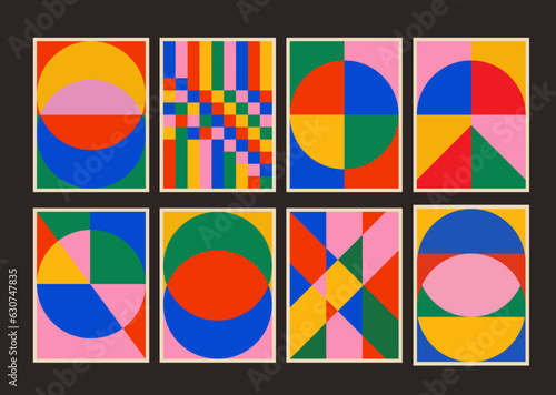 Set Of Abstract Geometric Posters. Colletion of Shape Pattern Designs. Bauhaus Backgrounds. Cool Circle Modern Textures.