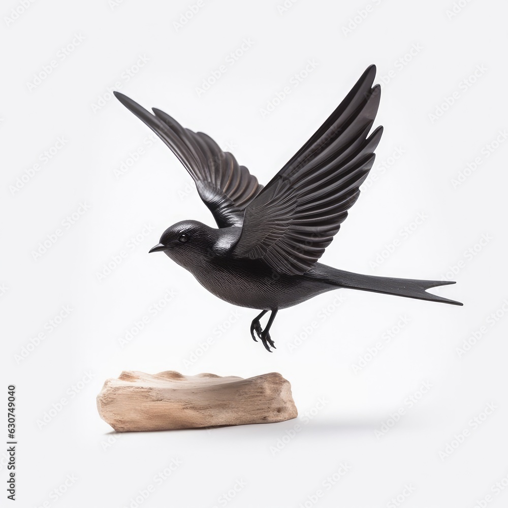 Fototapeta premium Black swift bird isolated on white. Generative AI