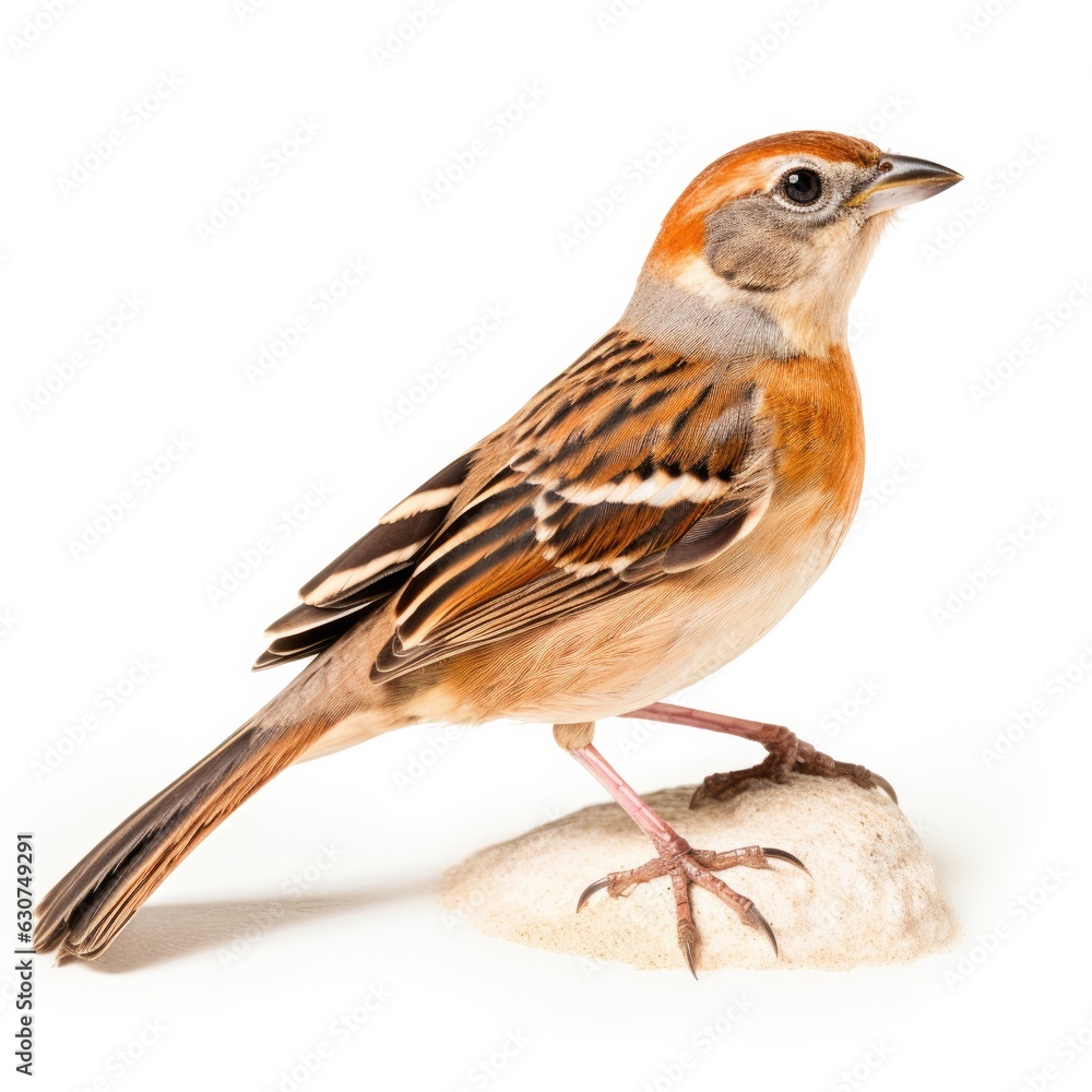 Botteris sparrow bird isolated on white. Generative AI Botteris sparrow bird isolated on white. Generative AI