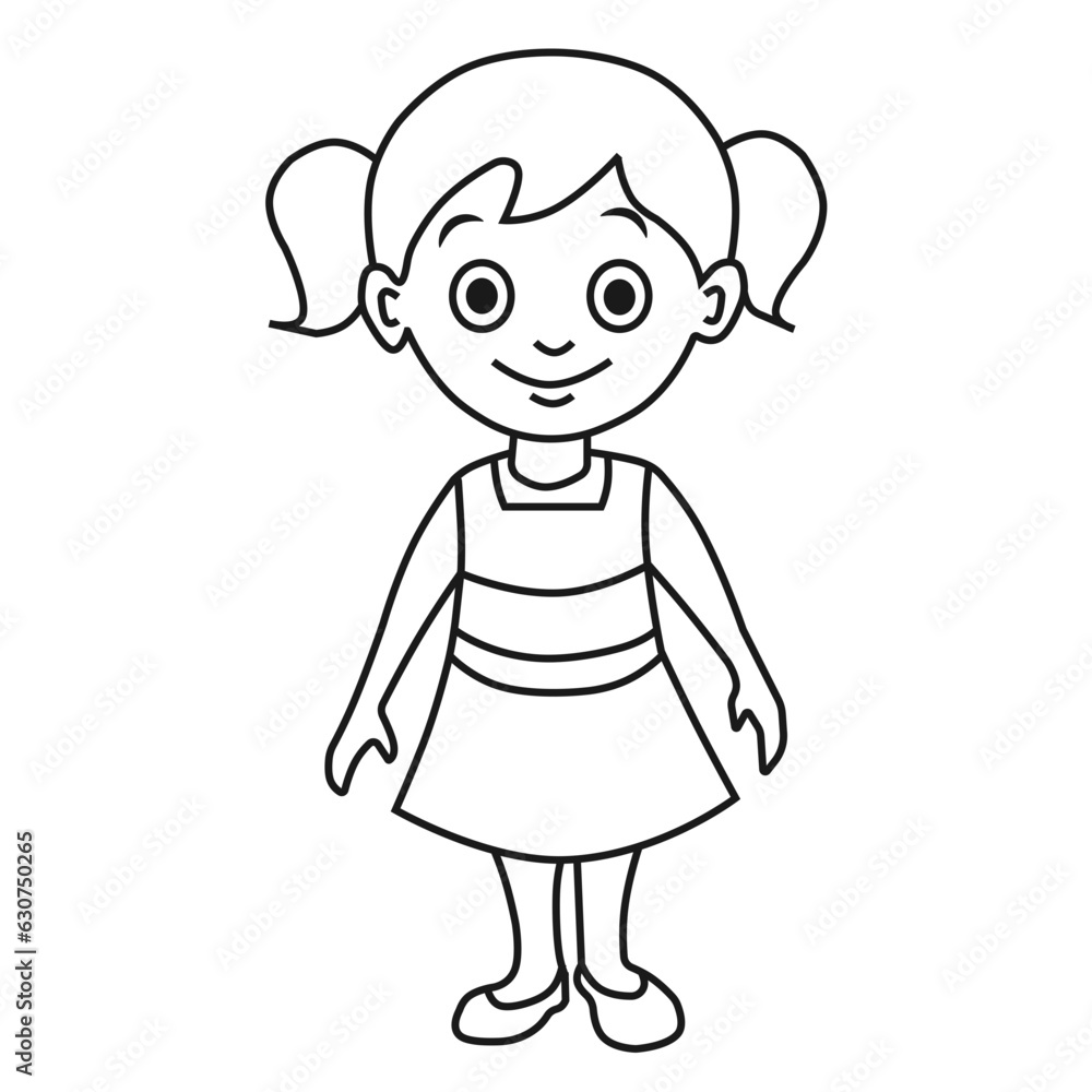 Cartoon Girl Black White Vector art Cute happy cartoon SRS Cartoon Girl Black White Vector art Cute happy cartoon SRS