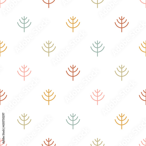 Abstract floral seamless vector pattern. Simple design. Cute scandi theme hand drawn background for kids room decor, nursery art, apparel, gift, fabric, textile, wrapping paper, wallpaper, packaging.