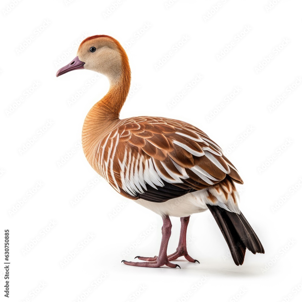 Fulvous whistling-duck bird isolated on white. Generative AI Fulvous whistling-duck bird isolated on white. Generative AI
