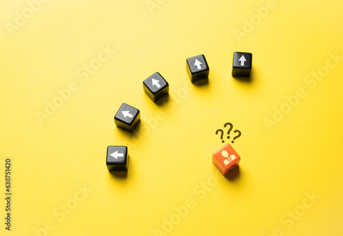 Not knowing which path to take. At the crossroads of path options. Choosing between two distinct paths, leading to different outcomes and destinations. Visual metaphor.