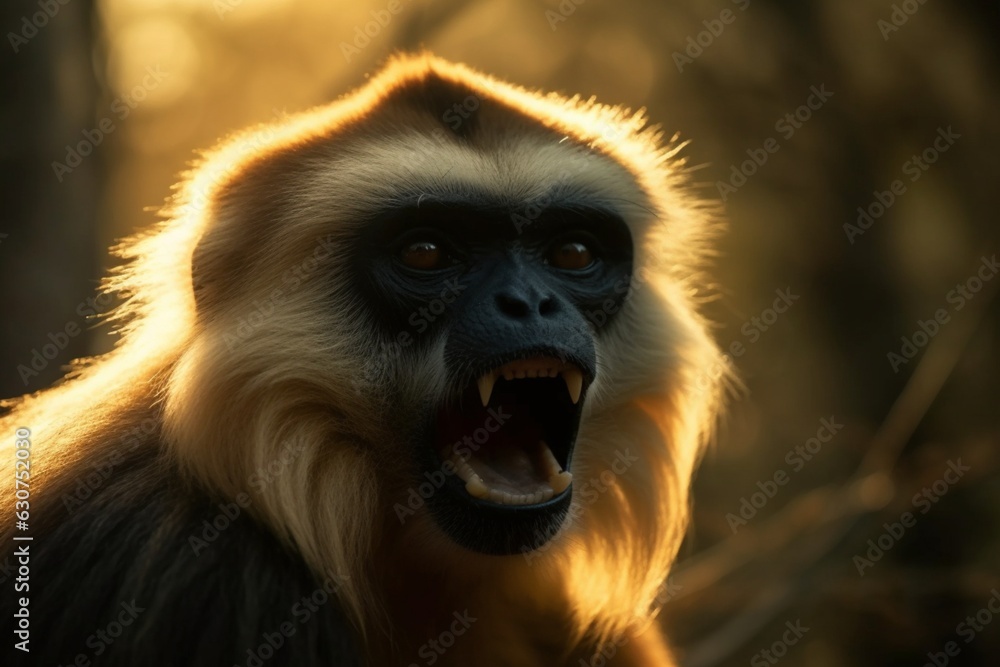 Angry roaring Gibbon, ape family, Generative Ai Angry roaring Gibbon, ape family, Generative Ai