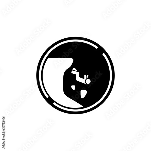 Warning Unstable Cliff Sign on circular board in black fill icon vector illustration. Beware the abyss. Top choice editable graphics resources for many purposes.