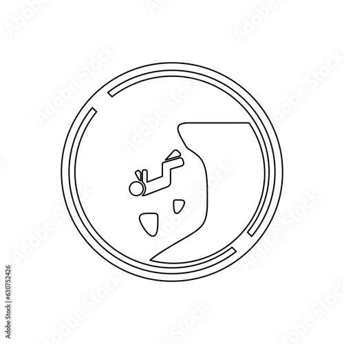 Warning Unstable Cliff Sign on circular board in trendy outline icon vector illustration. Beware the abyss. Top choice editable graphics resources for many purposes.