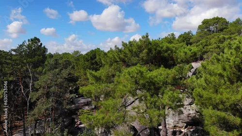 Tourist attractions: Aerial view of natural scenic french mountain. Adventure tourism drone. Marketing: Aerial views of climbers. Climbing enthusiasts' aerial videos. Aerial perspectives on climbing