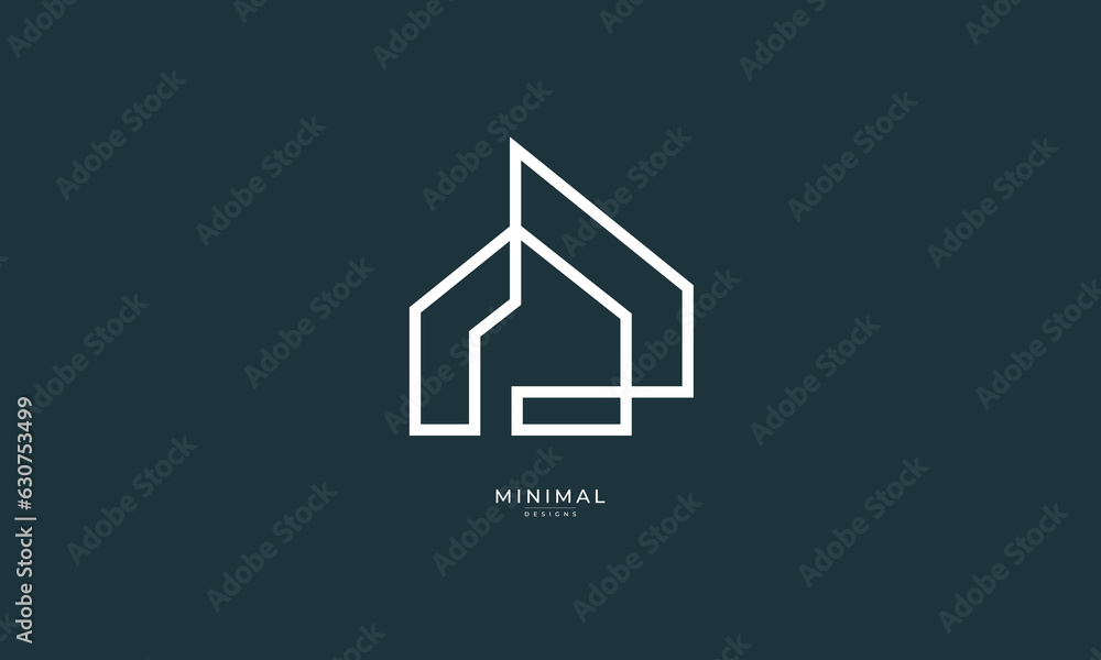 A line art icon logo of a modern house or home / real estate business ...