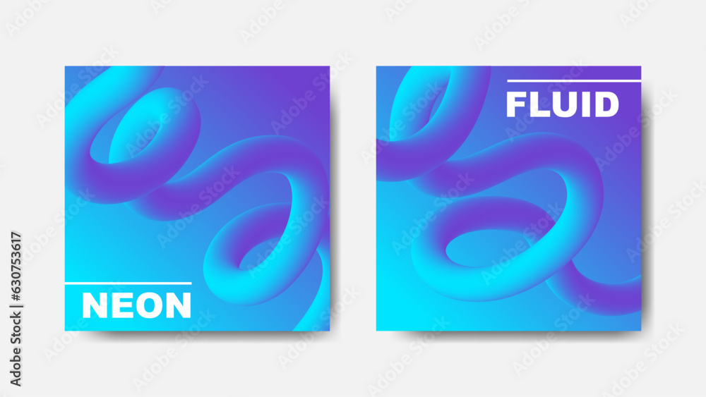 2 abstract posters with neon fluid gradient waves 2 abstract posters with neon fluid gradient waves
