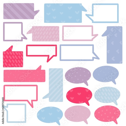 set of simple banners, icons and frames for chats and messeges in doll style in pastel colors photo