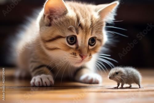 Cat playing with mouse