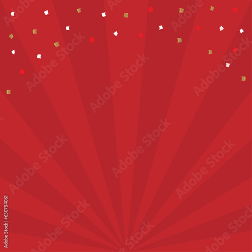 集中線と紙吹雪の背景素材 - シンプルで目立つ正方形のバナー･ポスター
