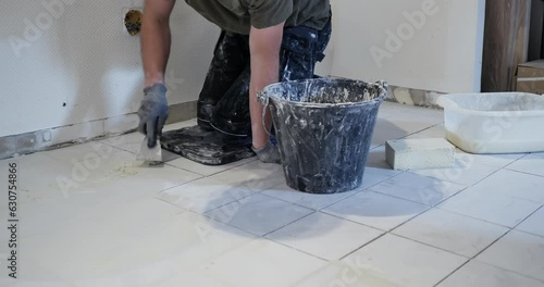 Beautiful tile installation in old home Impressive tile work during house renovation. High-quality video of tile laying in old house, Renovating with stunning tile designs,