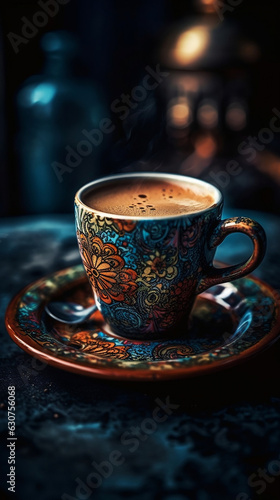 turkish cup of coffee on the table  generative ai