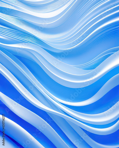 Smooth and soft blue color tone curved lines background  cover design with 3d effect. Ai generated art.