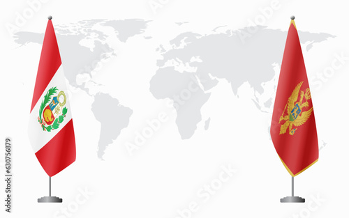 Peru and Montenegro flags for official meeting