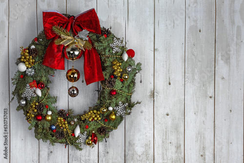 Festive Christmas wreath, decoration for the New Year