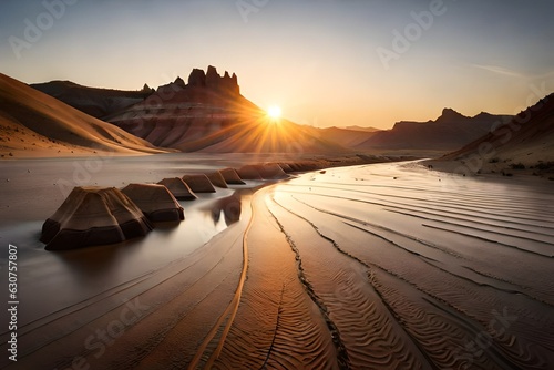 Sunset in the desert have Beautiful historic scene in evening.