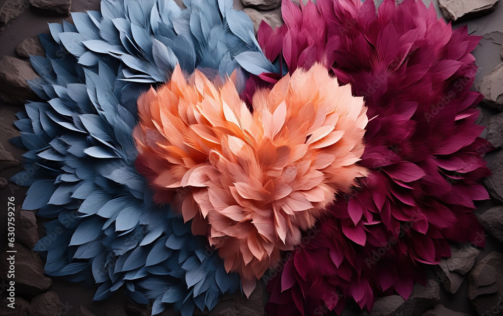 Heart shaped feather background,created with generative ai tecnology.