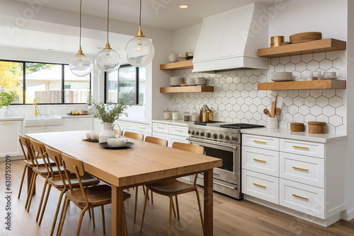 Modern White Kitchen with modern decor - AI Generated
