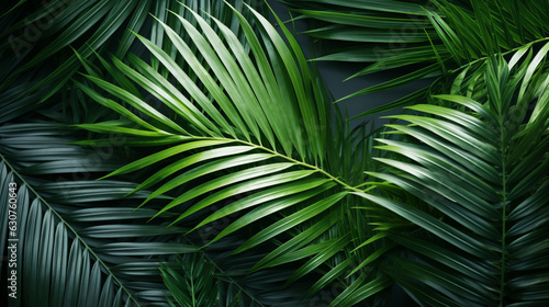 Tropical green palm leaves Design on background, Summer background