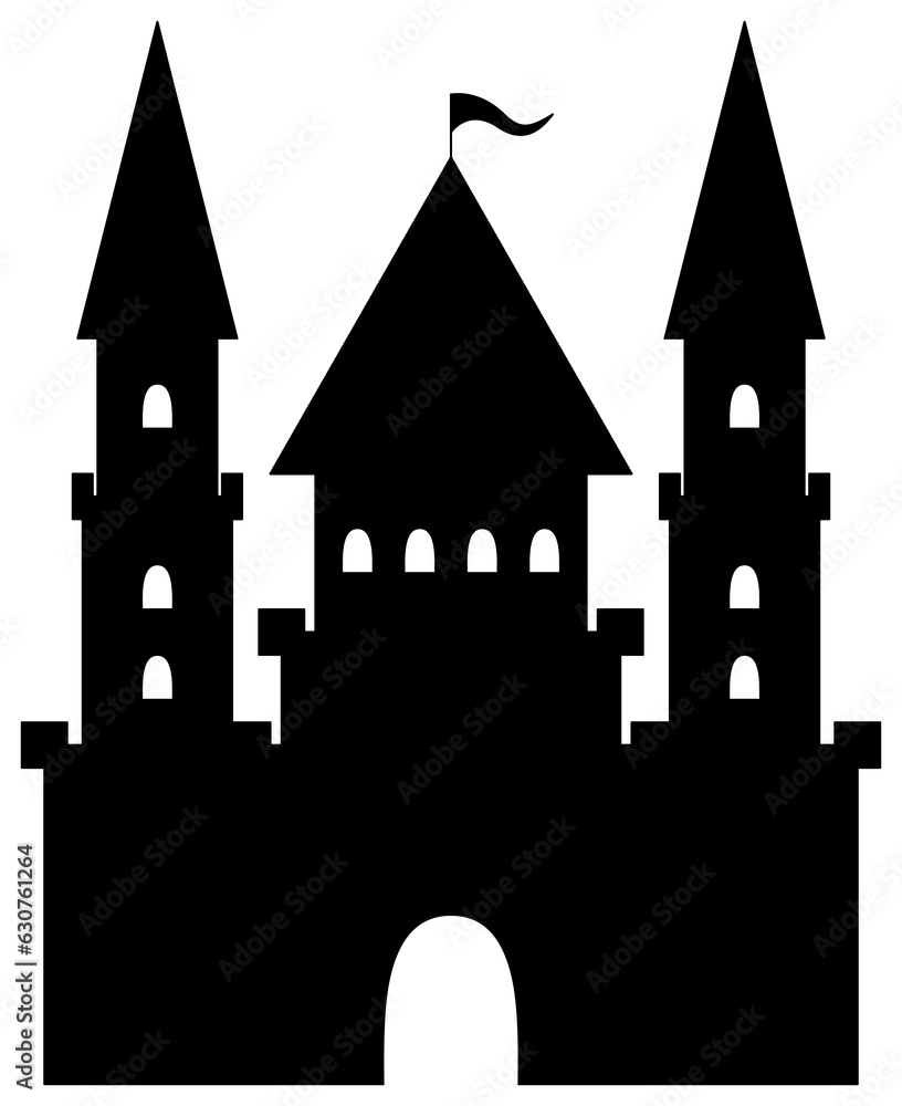 Castle icon silhouette. Palace illustration.