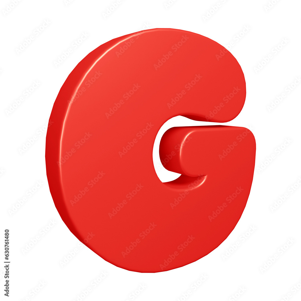 3D red alphabet letter g for education and text concept 3D red alphabet letter g for education and text concept
