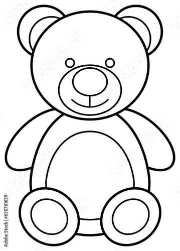 Teddy bear icon. Coloring book page for children.