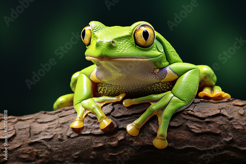 green frog in the forest