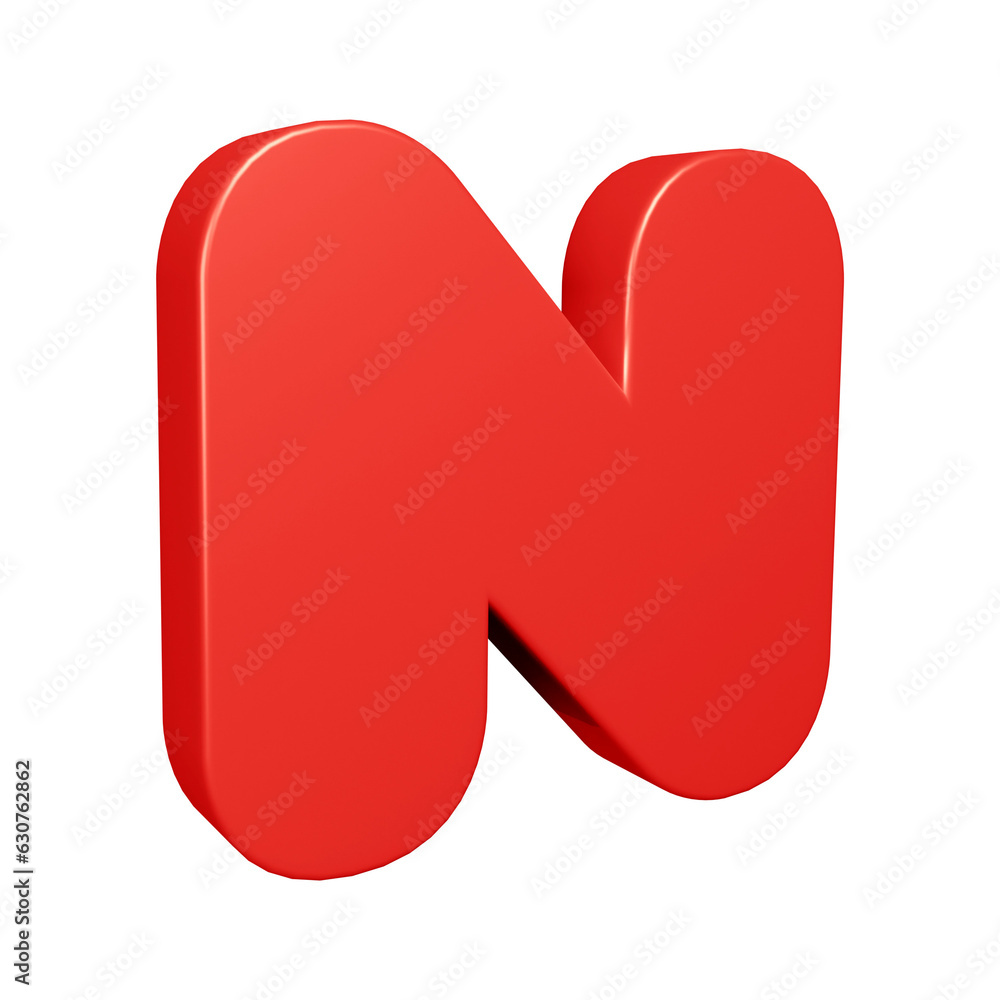 3D red alphabet letter n for education and text concept 3D red alphabet letter n for education and text concept