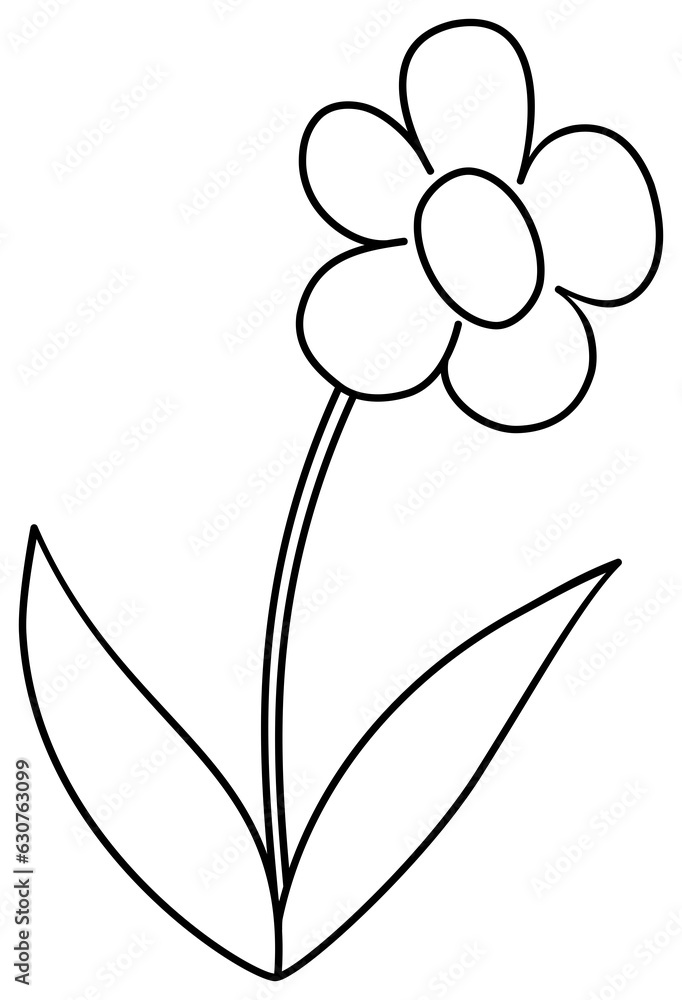 Obraz premium Flower outline icon. Coloring book page for children.